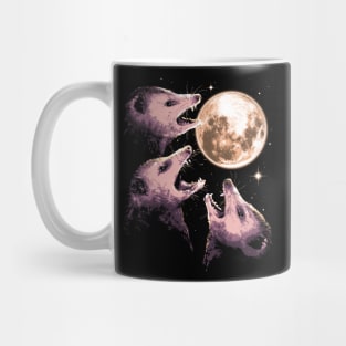 Three Opossums Howling at the Moon Funny Possum 3 Opossum Mug